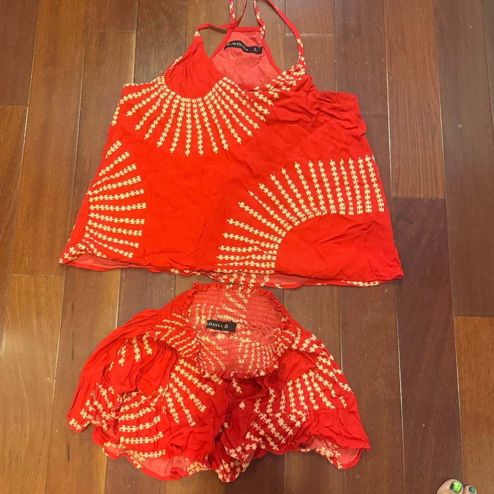 Maxima Red and White Strappy Top - Picture 1 of 3
